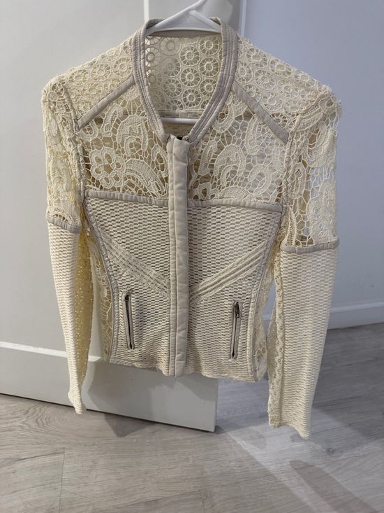 IRO Jackets & Blazers - IRO Cream Lace & Knit Bomber Jacket